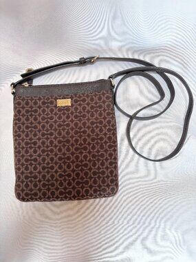 Coach Brown Madison Signature Print Monogram Canvas Crossbody Bag